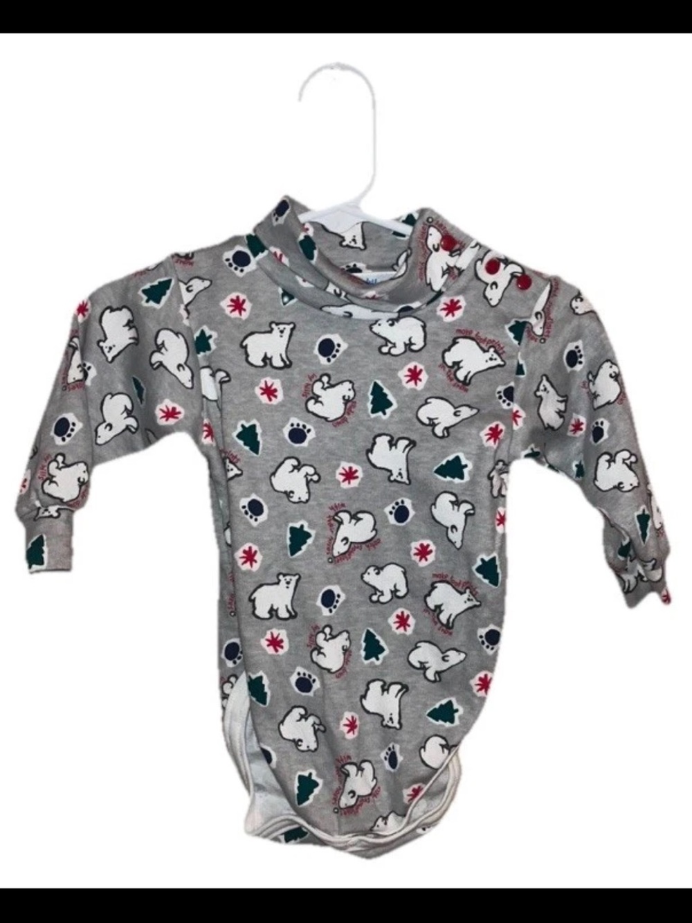 Vintage Oshkosh Bear Turtle Neck Body Suit Size 3/6 Months 90s Y2K